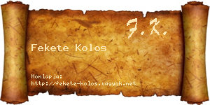 Fekete Kolos névjegykártya